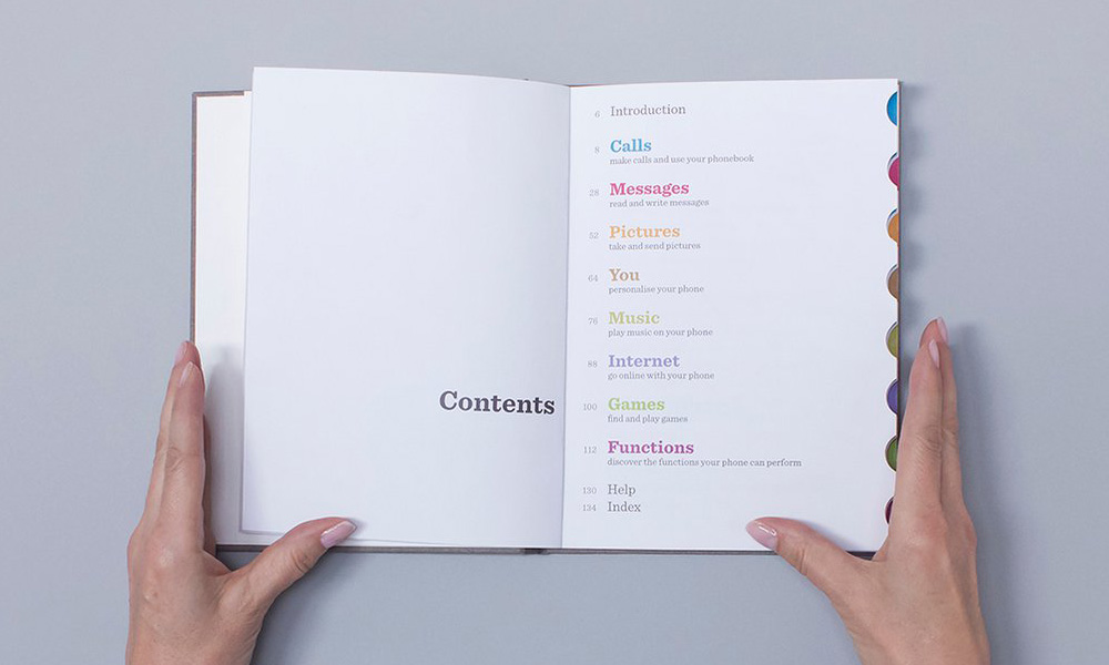 Top view of a manual showing its content